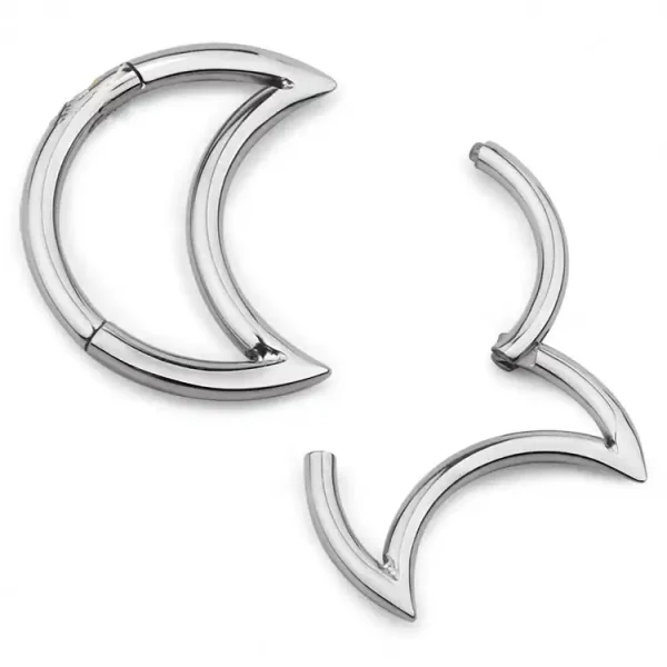 Implant Grade ASTM F136 Titanium Piercing Jewelry Mirror Polish Moon Shaped Nose Ring Hoop Jewelry Cliker