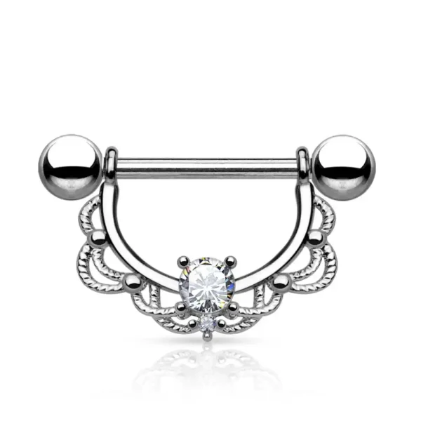 316l Surgical Steel Nipple Shields Piercing with Crystalised Gem - Image 5