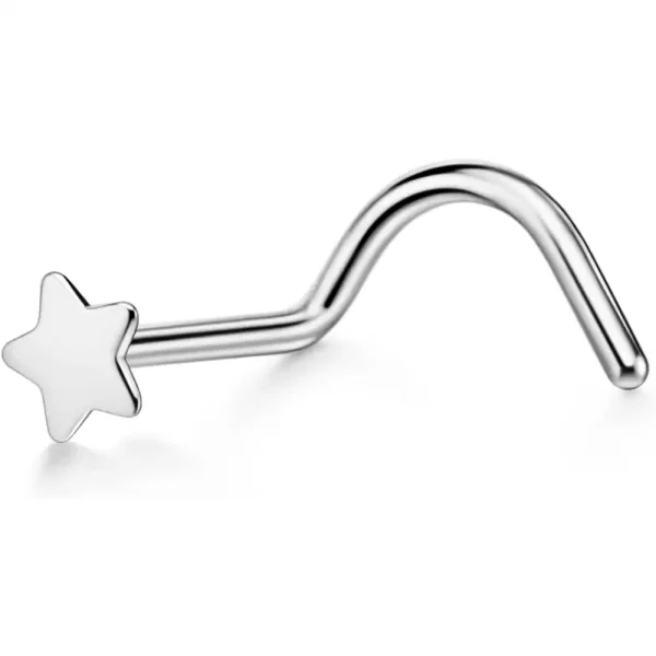 20g Clear Star Surgical Steel Nose Screws for Women and Men