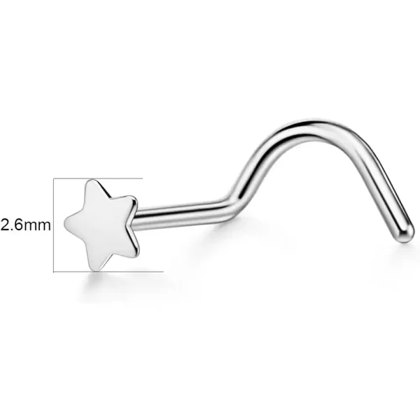 20g Clear Star Surgical Steel Nose Screws for Women and Men - Image 2