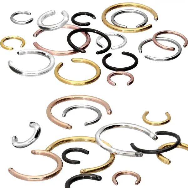 Titanium circular barbell and ball closure ring without balls