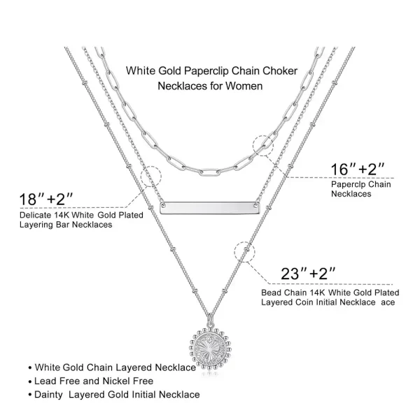 14K Women's Paperclip Chain Layered Necklaces with Coin Initial Pendant - Image 5
