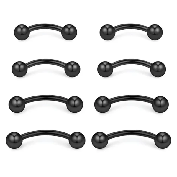 Black PVD Curved Barbell Eyebrow Ring