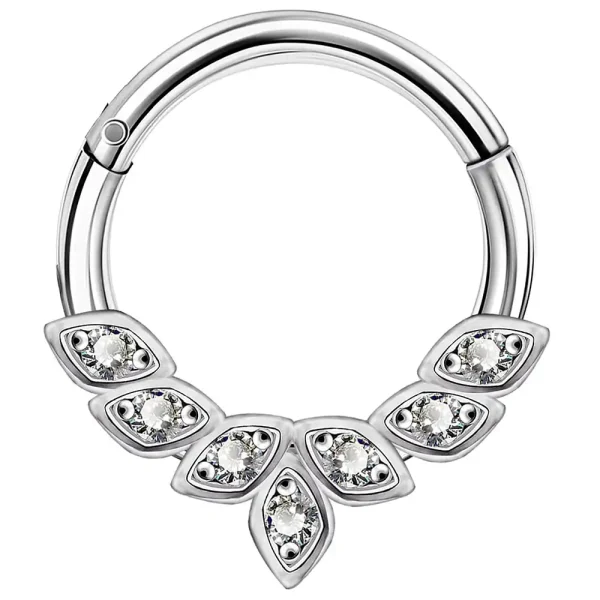 Cluster Cubic Zirconia Surgical Steel Segment Hoop Ring Clicker