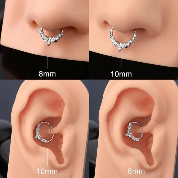 Cluster Cubic Zirconia Surgical Steel Segment Hoop Ring Clicker - Image 4