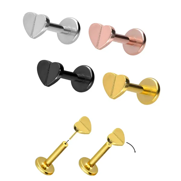 16g Heart Titanium Threadless Push Pin Labret