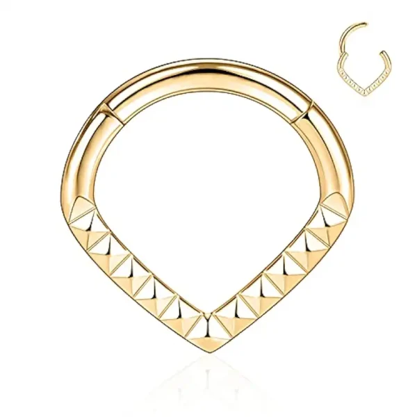 V-Shaped Frontal Polyhedra Surgical Steel Hinged Segment Ring