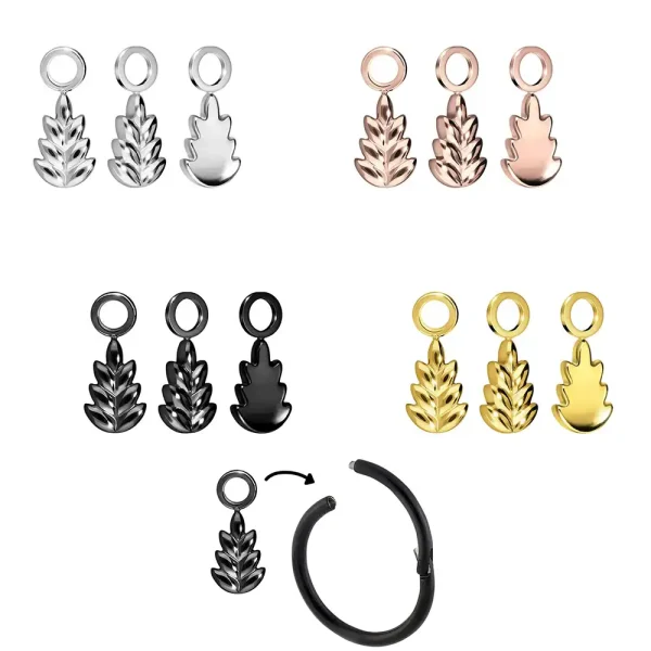 Leaf Surgical Steel Earring Pendant for Clicker Ring