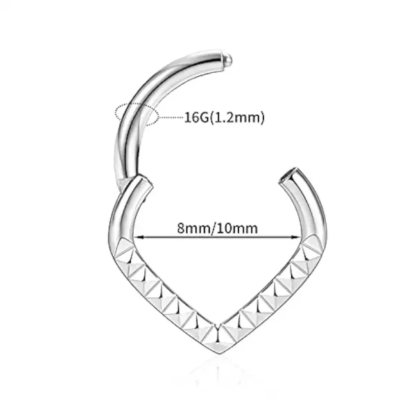 V-Shaped Frontal Polyhedra Surgical Steel Hinged Segment Ring