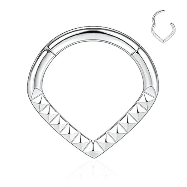 V-Shaped Frontal Polyhedra Surgical Steel Hinged Segment Ring